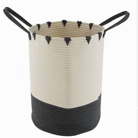 Cleafe - Porta Biancheria Sporca Cesto Tessuto Cestino Bicolore Con Manici 35x45 Cm 10665 - (1/3)