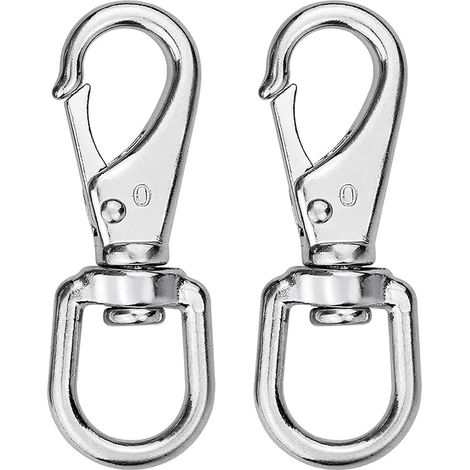2 Pièces Mousqueton Pivotant en acier inoxydable,Longueur 69mm,360 °Mousqueton-Crochets Pivotant pour Collier de Chien,Argenté