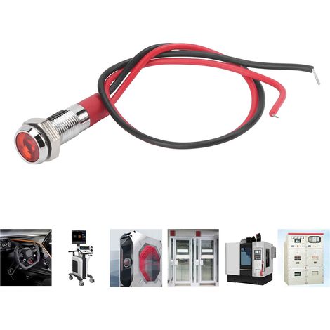 Voyant lumineux LED étanche en métal de 6 mm, petit voyant d'alimentation avec fil, rouge. (1/5)