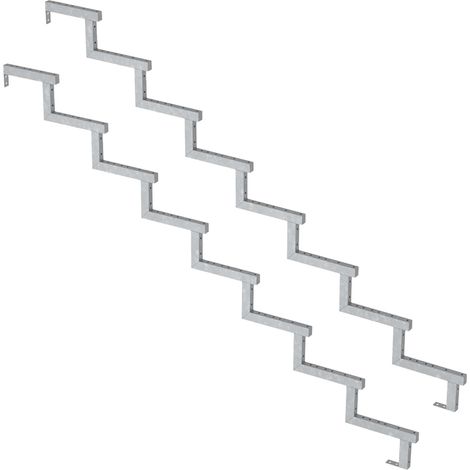 Pack 2 pièces - Limon acier galvanisé 8 marches - H 136cm - Option contremarches (1/5)