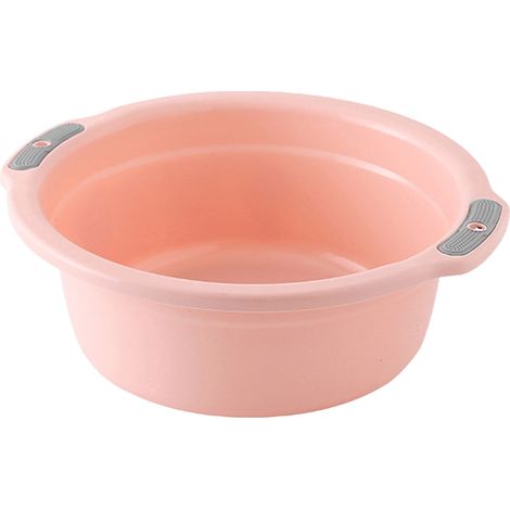 Lavabo in plastica leggero e versatile per neonati e adulti, con doppia maniglia, per il bagno, modello piccolo, colore rosa pesca. (1/5)