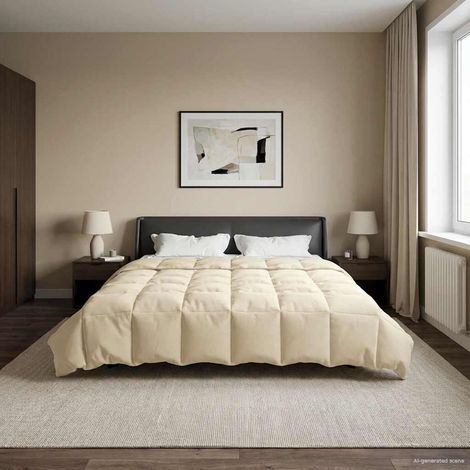 Ganzjahresbettdecke Gepolstert Creme 220 x 240 cm Mikrofaser