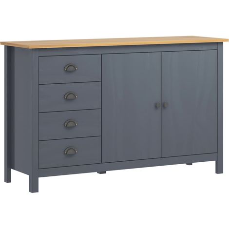 vidaXL Sideboard "Hill" Grey 130x40x80 cm Solid Pine Wood (1/5)