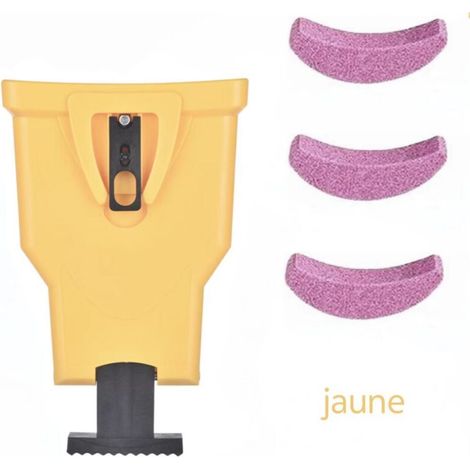 Affûteur de tronçonneuse, ensemble d'affûteur de tronçonneuse avec 3 pierres à aiguiser, outils de travail du bois rapides pour bûcherons, tondeuses à gazon, tronçonneuses（jaune） (1/4)