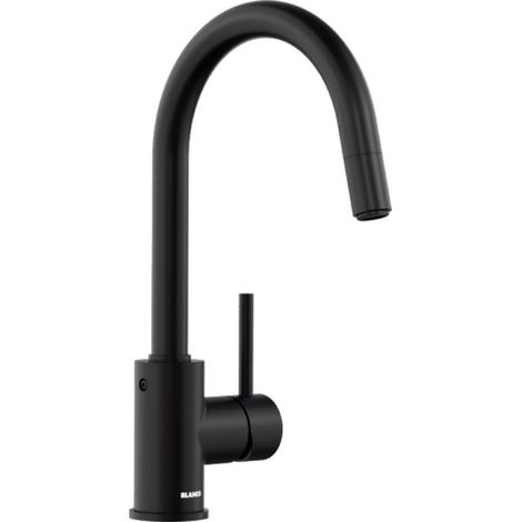 Blanco – Mitigeur d'évier noir mat avec bec extractible – Montage un trou sur plage – Bec pivotant 360° – Cartouche céramique étanche (1/6)