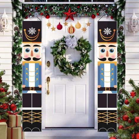 Guirnalda navideña con diseño de El Cascanueces, tela Oxford 600D, decoración colgante, para porche, puerta, jardín, interiores y exteriores. (1/5)