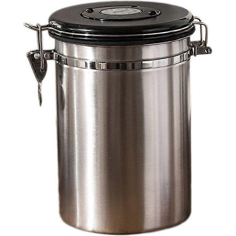 Boîte à café hermétique en acier inoxydable avec indicateur de date, 1,8 L (voir photo) (1/4)