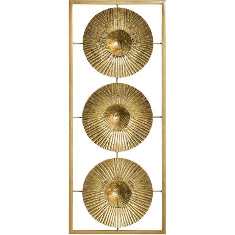 Atmosphera – Décoration murale en métal doré 25 x 61 cm – Motif parapluies style oriental – Installation facile avec accroches – Pour salon et chambre (1/5)