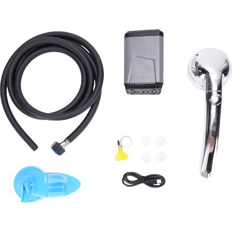 Douche de Camping Portable, pompe électrique d'extérieur, alimentée par batterie Rechargeable par USB, avec écran d'affichage gris. (1/5)