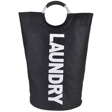 Grand panier à linge pliable de 90 L, panier à linge haut et autoportant, bac à linge pliable (noir) (1/5)