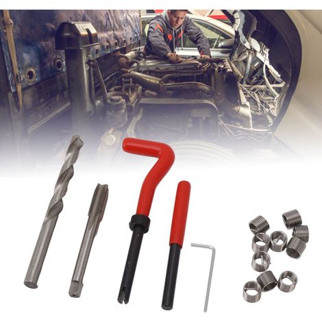 Kit di attrezzi per la riparazione di filettature in acciaio al carbonio M10x1.25 (manico curvo) 373 g