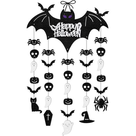 Décoration de chauves-souris suspendues pour Halloween - Carillon éolien en métal pour jardin - Décoration intérieure - Décoration de porte pour fête d'Halloween, décoration de maison hantée, pendenti (1/5)