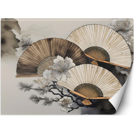 Papier peint Éventail Aquarelle Japon 100x70 (1/5)