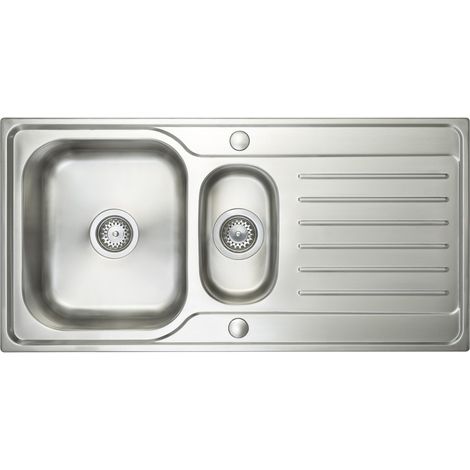 Prima Deep 1.5 Bowl Kitchen Sink with Waste Kit 1000mm L x 500mm W - Stainless Steel (1/3)