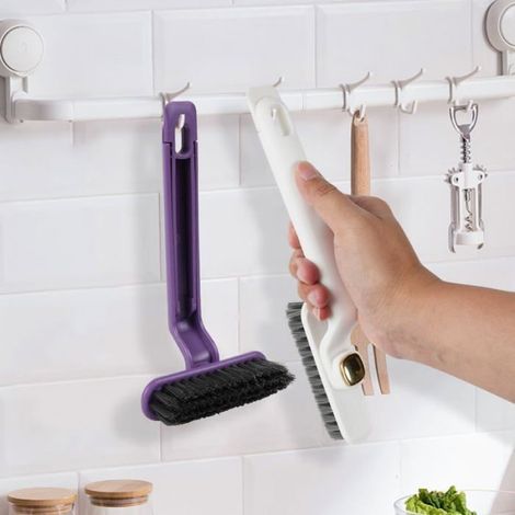 Brosse Crevasse - Tête Pivotante 360° - Poils Durs - Pour Salle De Bain Toilette Fenetre Carrelage - 2 Pièces (1/5)