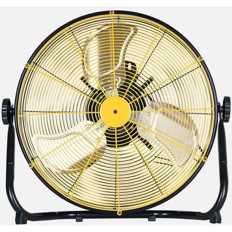 Ventilateur industriel Mapache 130 W Noir/Jaune 3 vitesses 3 pales Orientable à 180° 54 x 57 x 19,5 cm