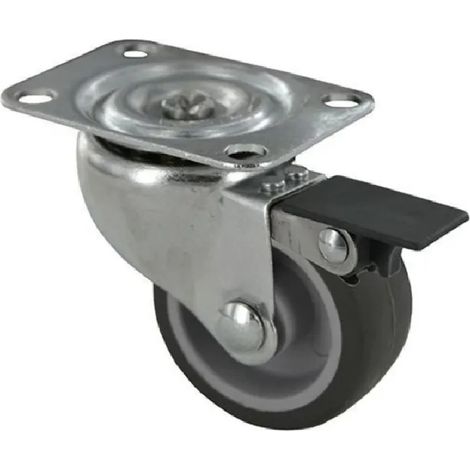 Gebremste MINIROL-Rolle D. 42 mm mit schwenkbarer Platte, Höhe 54 mm