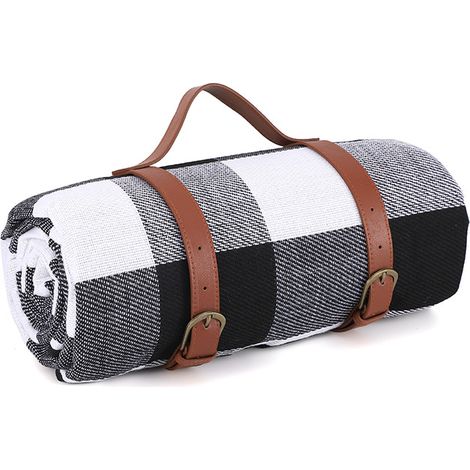 Extra große 80" x 80" Picknickdecke, wasserdichte und faltbare Stranddecke, dreilagige weiche Fleece-Outdoordecke, geeignet für 6-8 Erwachsene zum Campen, Reisen, für Parks, Rasenflächen und Terrassen