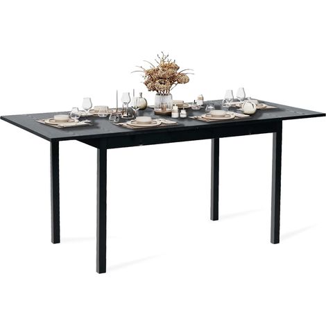 MEUBLE COSY Table salle à manger extensible 120-160x80x75cm, Noir (1/5)