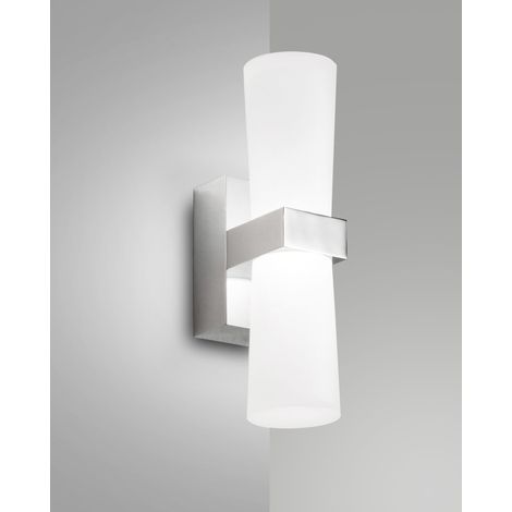 Applique murale LED intégrée Iglesias 8W 720lm 3000K Blanc chaud Chrome IP44 - Design moderne en métal et méthacrylate Classe II 230V