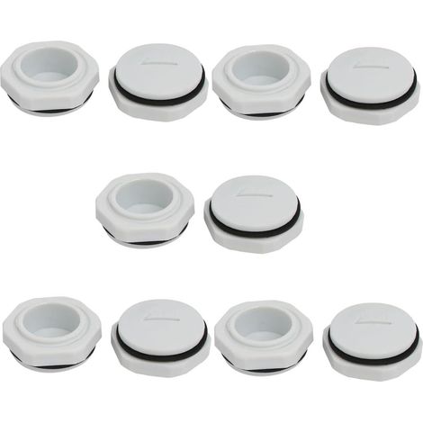 PG21 Nylon Filetage mâle Presse-étoupe Vis Fin Cap Couverture Gris 10pcs (1/3)