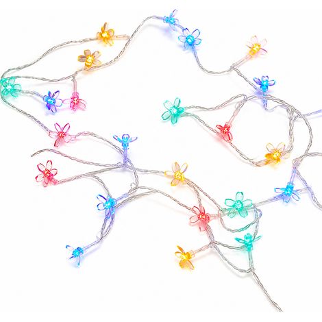Guirlande Lumineuse LED Fleurs de Cerisier Multicolore, 40 LED, Boîtier à Piles Étanche avec Télécommande, Fixe et Clignotant (1/5)