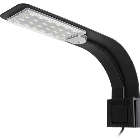 Lampe d'aquarium, lampe LED ultra-mince. Mini lampe à pince pour aquarium avec 24 LED blanches et bleues pour poissons et plantes, 10 W - Prise UE (noire). (1/5)