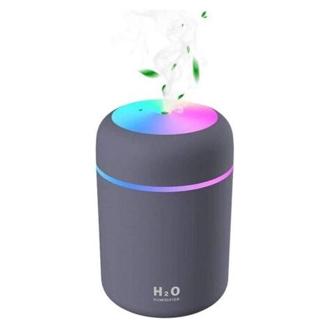 Humidificateur d'air, Mini Humidificateur USB Ultrasonique avec 7 Couleurs de Lumière Breath, Mode 2 Brumes, Arrêt Automatique, pour Chambre Bureau Auto Maison Bébé (Gris) (1/5)