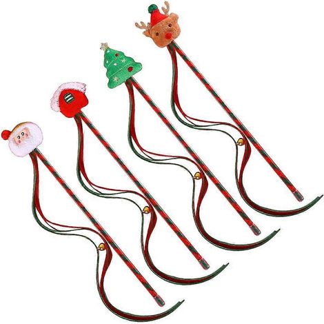 Lot de 4 jouets à pompons pour chats, bâtonnets à taquiner amusants et interactifs (1/4)