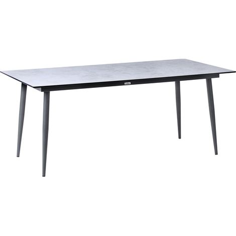 Table de Jardin avec Plateau HPL et Cadre en Aluminium Résistante aux UV à l'Eau Rouille Gris Foncé et Gris Clair Tolentino