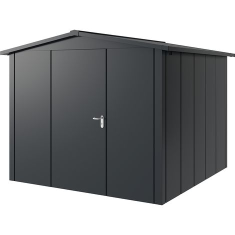 Hörmann Metall-Gerätehaus "Juno" mit Satteldach, JSD10 - Design, 262 x 262 cm (B x T), anthrazit, 1-flüglige Tür, Anschlag links (1/5)