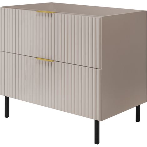 Mobile lavabo, Cashmere, 80 x 77 x 46 cm, maniglia oro, gambe nere, senza piano (1/5)