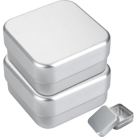 Lot de 2 boîtes à savon carrées en aluminium, boîte à savon de voyage avec égouttoir amovible et couvercle/barre de savon argentée/porte-savon à 2 couches portable pour la maison et (1/5)