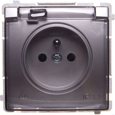 Simon Basic Einzelsteckdose mit/ohne Spritzwasserschutz IP44 16A 250V matt silber BMGZ1B.01/43A