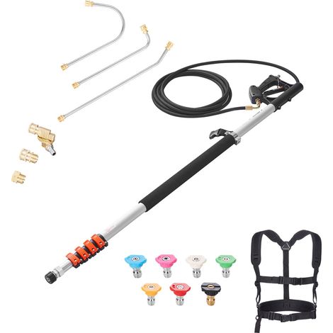 Lance télescopique pour nettoyeur haute pression, 7,3 m (24 pi), 276 bars (4 000 psi), lance de pulvérisation télescopique avec rallonges, nettoyeur de gouttières, raccord pivotant, 7 embouts de pulvé (1/5)