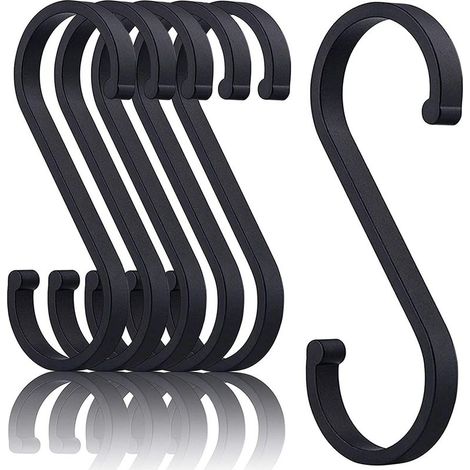 20 schwarze S-Haken, geeignet zum Aufhängen von Kleidung, Handtüchern usw., ideal für Küchen, Schlafzimmer, Gärten und andere Räume. (1/5)