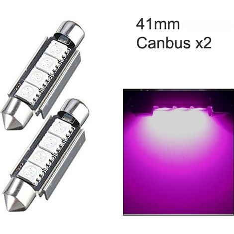 Ampoules LED C5W SV8.5 Canbus, 41-42 mm, lilas, lot de 2. (1/5)