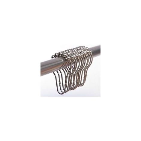 Anneaux de douche en gourde 24 pièces, anneaux de rideau de douche en métal chromé lisse de haute qualité avec boules coulissantes pour tringles de douche (1/5)