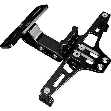 Support de plaque d'immatriculation moto avec feux LED, porte-plaque en alliage d'aluminium noir universel
