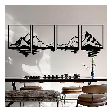 art mural de montagne en métal, décoration murale de montagnes, peinture décorative de forêt de montagne, salon, chambre, bureau, intérieurs (1/5)