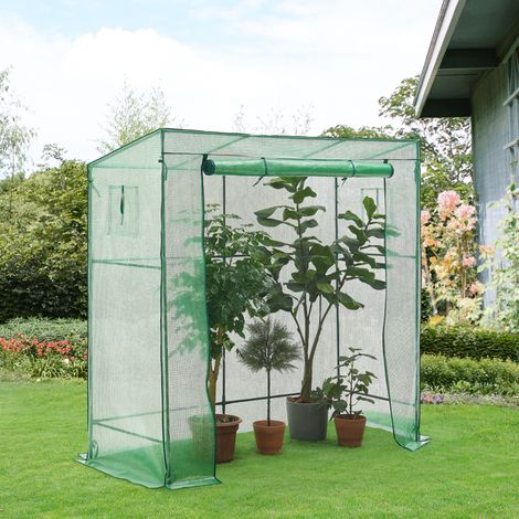 Serre de tomates Vlaardingen en acier et polyéthylène à porte et 2 fenêtres zippées 198 x 78 x 180 - 200 cm vert [en.casa] (1/5)