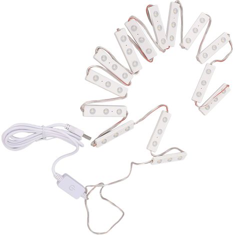 Miroir de salle de bain éclairé à LED, lumière blanche tactile avec port USB et 14 guirlandes (42 LEDs) (1/5)