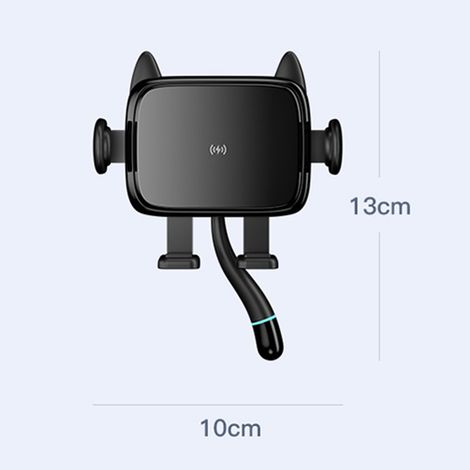 Chargeur de voiture sans fil 2 en 1 15 W avec support de téléphone portable et fixation automatique pour grille d'aération du tableau de bord (noir) (1/5)