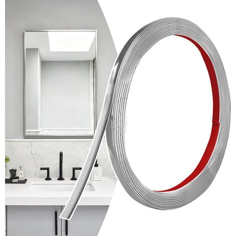 Moulure Décorative Autoadhésive Argent Mat Peler et Coller, Bandes Murales en PVC Flexibles, idéales pour Mur, Miroir, Plafond, Sol, Armoire, Carrelage, Bords, Moulures DIY (6M x 0.5cm) (1/5)