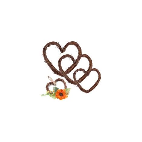 Rotin Coeur Couronnes 3 Pezzi Couronne Rustique en Rotin Couronnes de Vigne Couronne de Porte à Suspendre Pendentif Couronnes Guirlandes pour DIY Décoration Murale de Porte (10,15,20cm) (1/5)