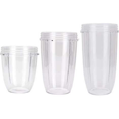 Taza de repuesto de plástico transparente Ju479, 3 piezas, 18/24/32 Oz para exprimidor NUTRI 600/900W (1/4)