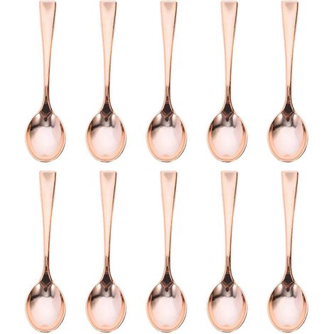 Lot de 24 mini-cuillères en plastique jetables pour gâteaux, desserts et glaces, couleur or rose, idéales pour la maison, les commerces et les fêtes.-9.80X2.00X0.30CM (1/3)