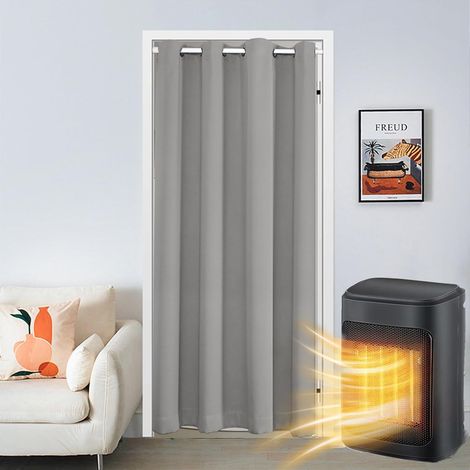 Thermal Insulated Blackout Curtain, Eyelet Curtains, Anti Cold, Room Divider, Noise Proof, for Living Room and Kitchen, Grey, 86 x 203 cm (1/5)