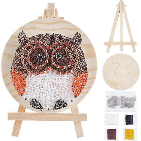 Kit de décoration murale Hibou en fil frisé 20 cm x 20 cm, motif cupcake, à faire soi-même, pour adultes, enfants et débutants. (1/4)