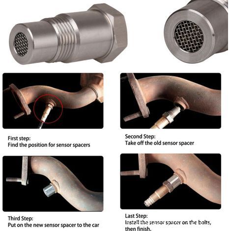 Adaptateur de protection pour capteur O2 M18×1,5 en acier inoxydable avec filtre – Éliminateur de voyant moteur pour voiture (1/5)